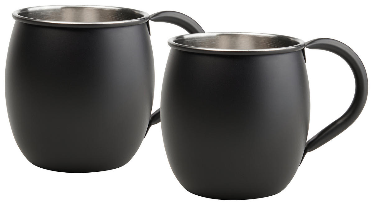 MOSCOW-MULE-BECHER  - Edelstahlfarben/Schwarz, Basics, Metall (8,5/9,5cm) - Novel