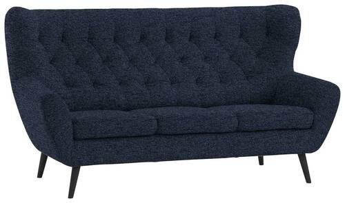 3-SITZER-SOFA in Webstoff Dunkelblau  - Schwarz/Dunkelblau, Design, Holz/Textil (187/101/95cm) - Stylife