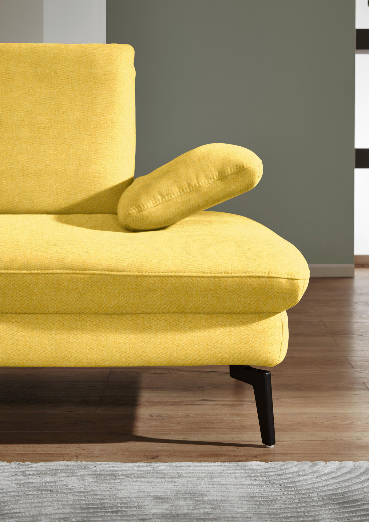 ECKSOFA in Chenille, Mikrofaser Gelb  - Gelb/Schwarz, Design, Textil/Metall (157/299cm) - Dieter Knoll