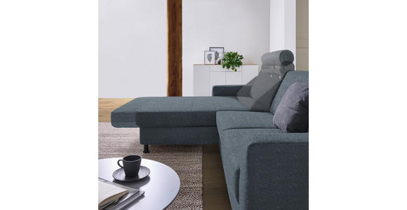 ECKSOFA in Webstoff Blaugrau  - Blaugrau/Schwarz, Design, Kunststoff/Textil (165/257cm) - Xora