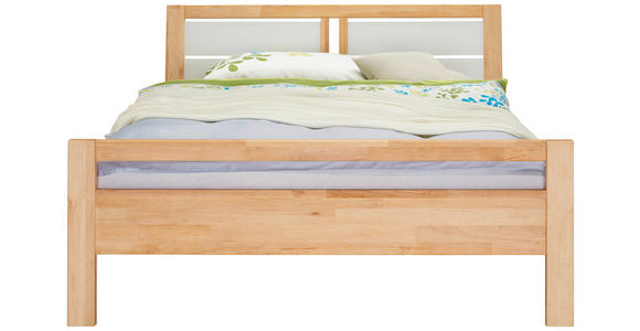 BETT 140/200 cm  in Weiß, Erlefarben   - Erlefarben/Weiß, Natur, Glas/Holz (140/200cm) - Linea Natura