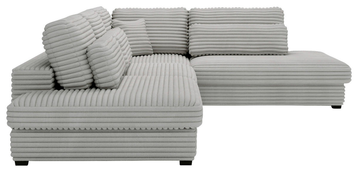 ECKSOFA in Cord, Plüsch Grau  - Schwarz/Grau, Design, Kunststoff/Textil (332/244cm) - Livetastic