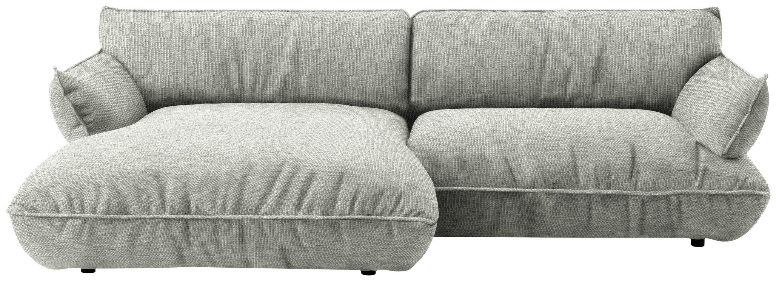ECKSOFA  in Flachgewebe Silberfarben  185/264 cm  - Silberfarben/Schwarz, Design, Kunststoff/Textil (185/264cm) - Belluti