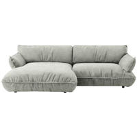 ECKSOFA  in Flachgewebe Silberfarben  185/264 cm  - Silberfarben/Schwarz, Design, Kunststoff/Textil (185/264cm) - Belluti