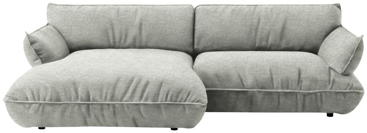 ECKSOFA  in Flachgewebe Silberfarben  185/264 cm  - Silberfarben/Schwarz, Design, Kunststoff/Textil (185/264cm) - Belluti