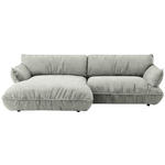 ECKSOFA  in Flachgewebe Silberfarben  185/264 cm  - Silberfarben/Schwarz, Design, Kunststoff/Textil (185/264cm) - Belluti