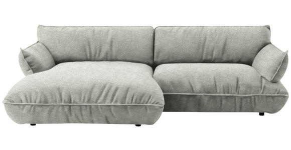 ECKSOFA  in Flachgewebe Silberfarben  185/264 cm  - Silberfarben/Schwarz, Design, Kunststoff/Textil (185/264cm) - Belluti