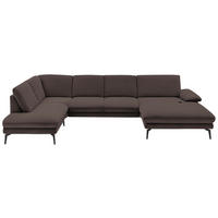 WOHNLANDSCHAFT in Webstoff Dunkelbraun  - Dunkelbraun/Schwarz, Design, Textil/Metall (208/344/180cm) - Dieter Knoll
