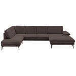 WOHNLANDSCHAFT Dunkelbraun Webstoff  - Dunkelbraun/Schwarz, Design, Textil/Metall (208/344/180cm) - Dieter Knoll
