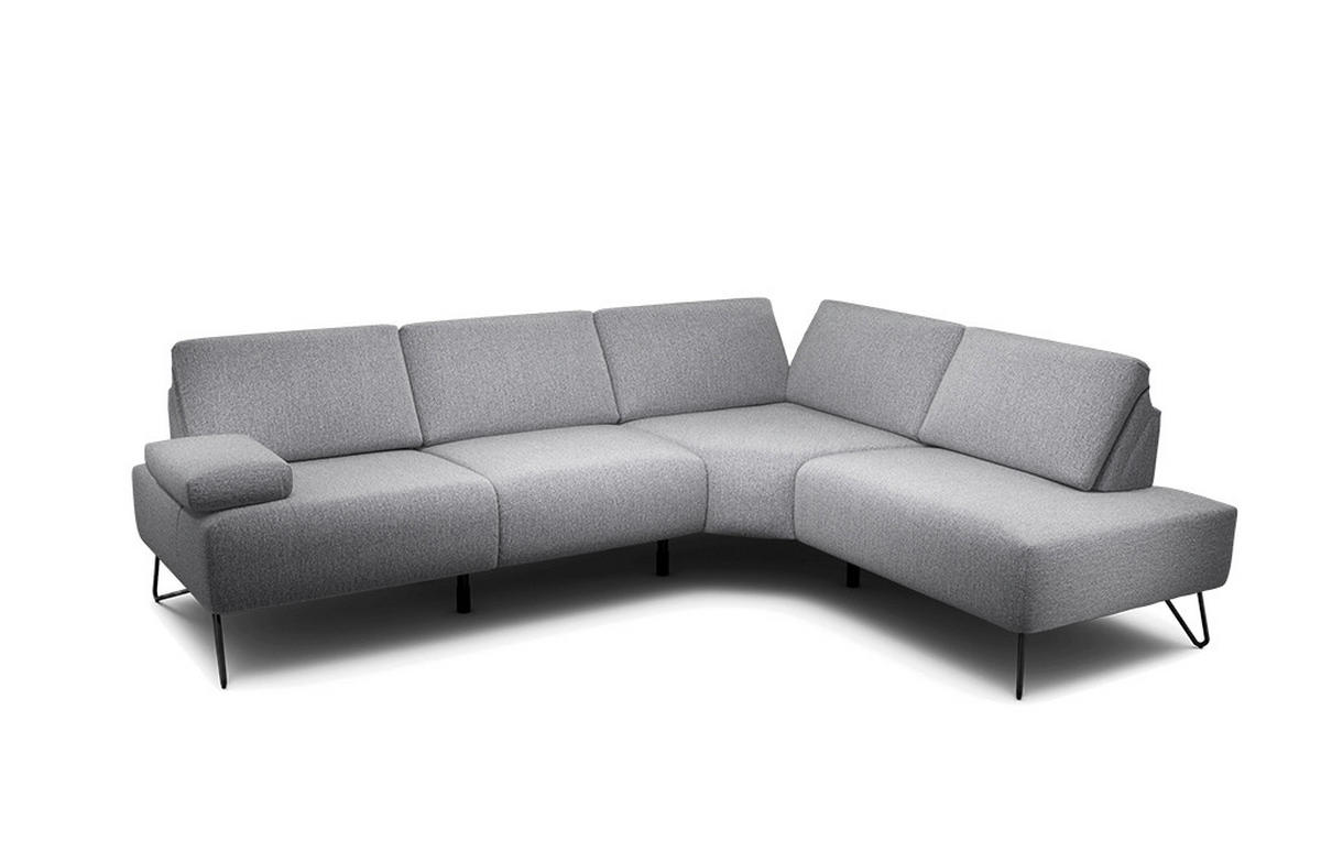 ECKSOFA in Chenille Anthrazit  248-263/193 cm  - Anthrazit/Schwarz, Design, Textil/Metall (248-263/193cm) - SENSOO
