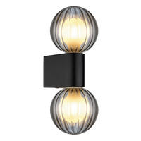 BADEZIMMER-WANDLEUCHTE   - Schwarz, KONVENTIONELL, Glas/Metall (26,5/10/12cm) - Globo