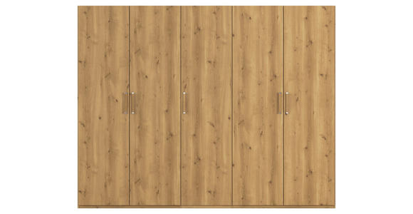 DREHTÜRENSCHRANK 251/197/60 cm 5-türig Eichefarben  - Eichefarben/Silberfarben, Design, Holzwerkstoff/Kunststoff (251/197/60cm) - Novel