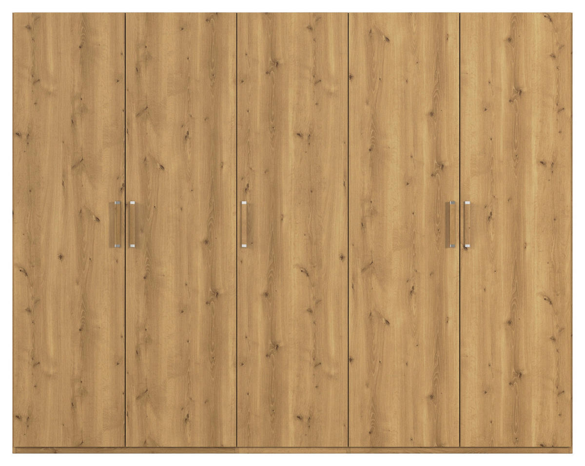 DREHTÜRENSCHRANK 251/197/60 cm 5-türig Eichefarben  - Eichefarben/Silberfarben, Design, Holzwerkstoff/Kunststoff (251/197/60cm) - Novel