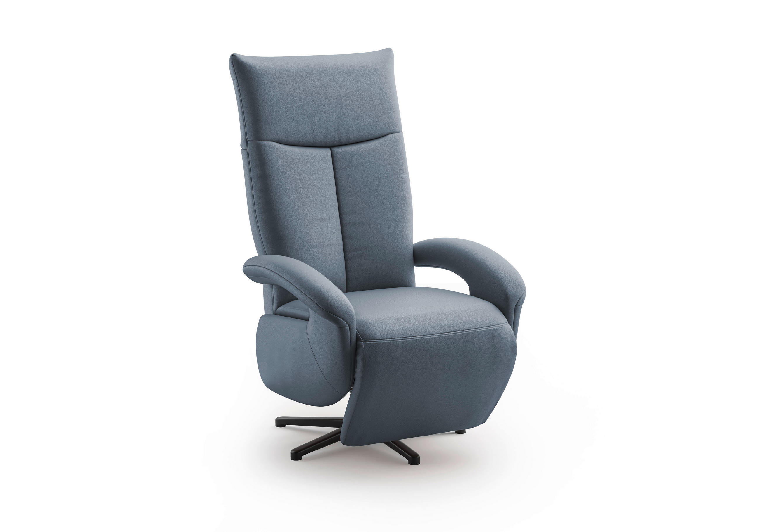 SESSEL in Echtleder Graublau - Graublau/Schwarz, Konventionell, Leder/Metall (74/112/82cm) - Sit & More