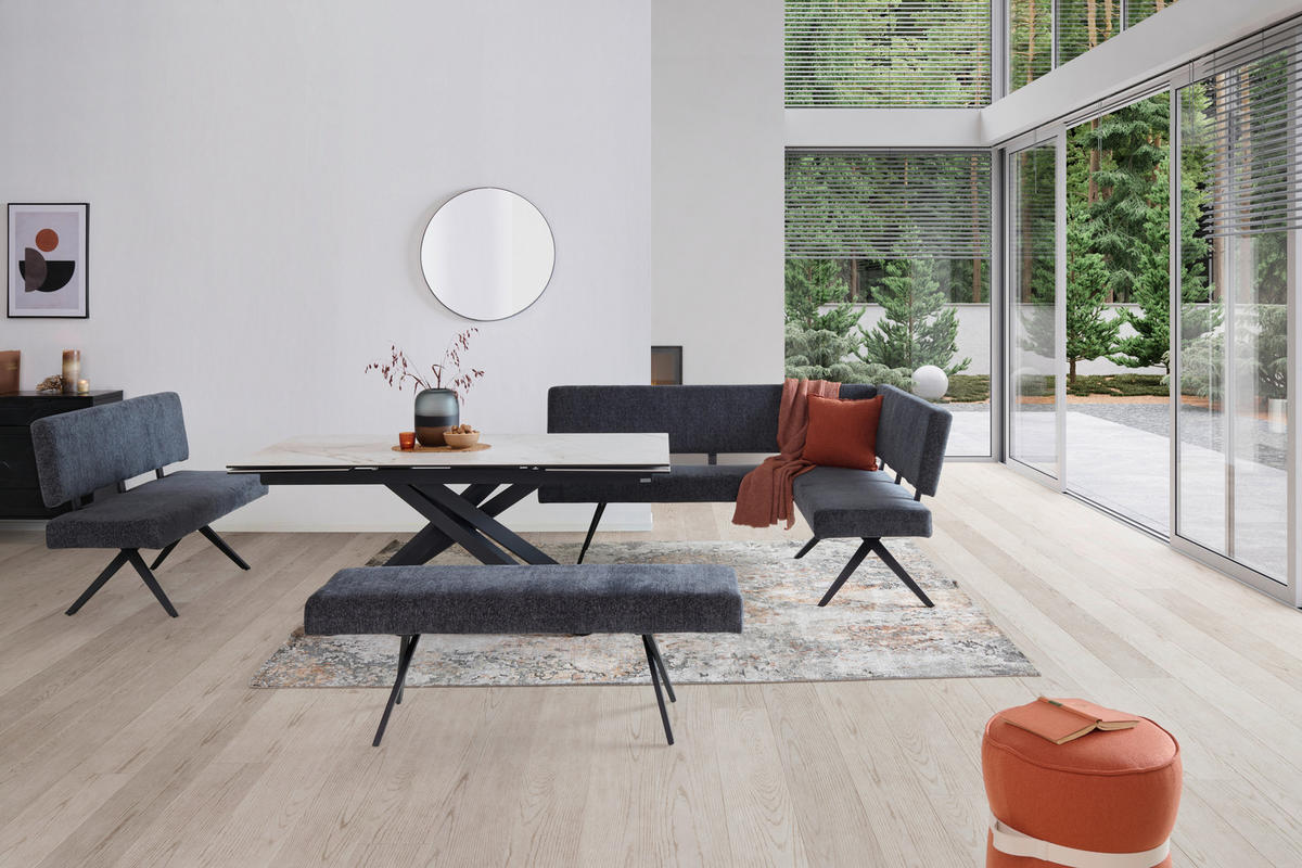 ECKBANK 150/190 cm  in Dunkelgrau  - Dunkelgrau/Schwarz, KONVENTIONELL, Textil/Metall (150/190cm) - MID.YOU