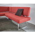ECKBANK  in Rot, Edelstahlfarben  - Edelstahlfarben/Rot, Design, Textil/Metall (160/219cm) - Dieter Knoll