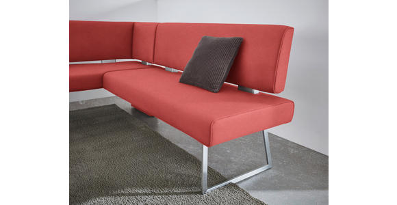 ECKBANK  in Rot, Edelstahlfarben  - Edelstahlfarben/Rot, Design, Textil/Metall (160/219cm) - Dieter Knoll