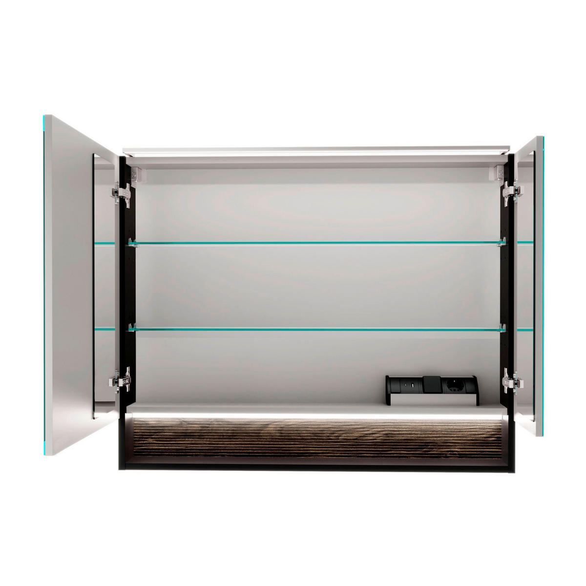 SPIEGELSCHRANK 90/71,8/15,6 cm  - Silberfarben/Schwarz, Basics, Glas/Holzwerkstoff (90/71,8/15,6cm) - MID.YOU