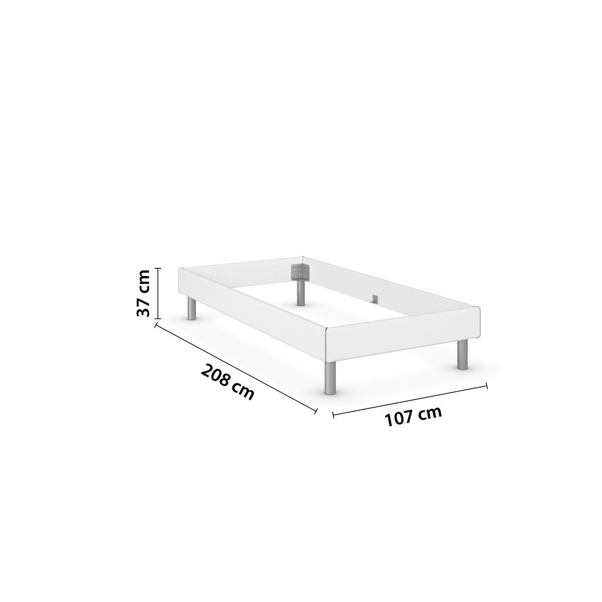 BETT 100/200 cm  in Weiss   - Weiss/Alufarben, Design, Holzwerkstoff/Metall (100/200cm) - Carryhome