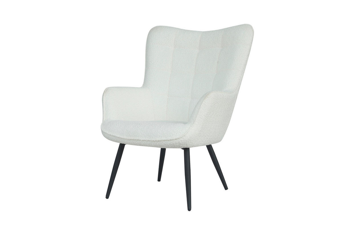 SESSEL in Bouclé Weiß  - Schwarz/Weiß, Basics, Textil/Metall (72/97/80cm) - MID.YOU