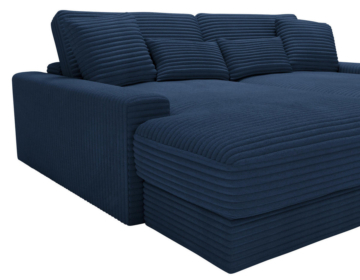 BIGSOFA in Cord Dunkelblau  - Schwarz/Dunkelblau, Modern, Kunststoff/Textil (230/85/190cm) - Carryhome