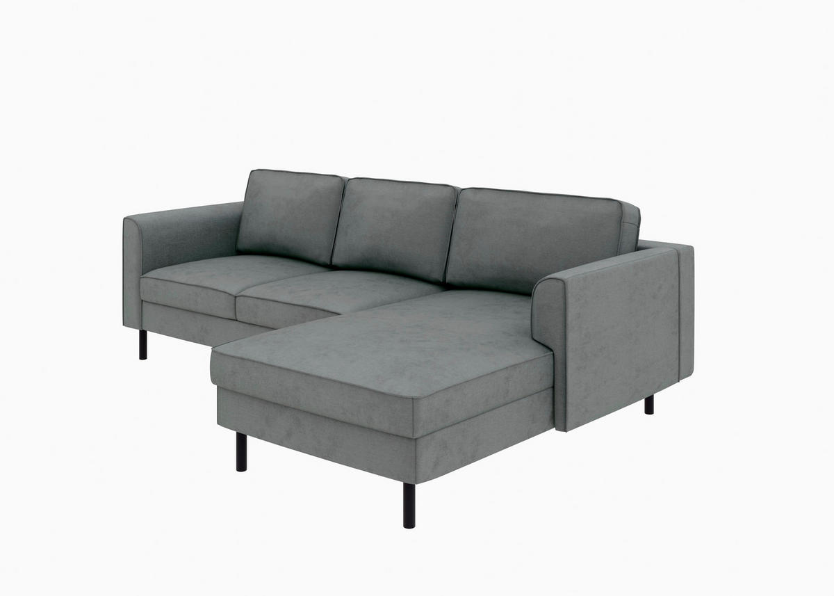 ECKSCHLAFSOFA  mit Bettkasten erhältlich, Sitzqualitäten, Schlafen auf Sitzhöhe, Bettfunktion erhältlich, Rücken echt, Armteil links, Armteil rechts Struktur Anthrazit  - Anthrazit/Schwarz, MODERN, Textil/Metall (232/161cm) - Trendmanufaktur
