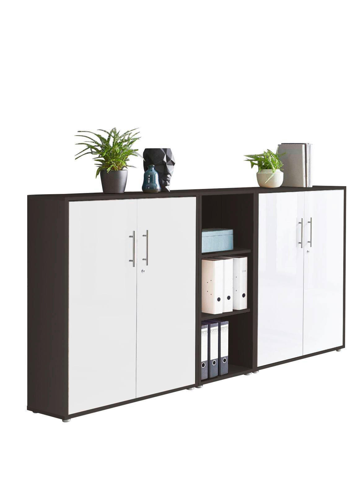 Mid.you Aktenschrank Office Edition Anthrazit, Weiß 212.9x113.6x33 cm