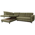 ECKSOFA in Webstoff Olivgrün  216/297 cm  - Schwarz/Olivgrün, Design, Holz/Textil (216/297cm) - Xora