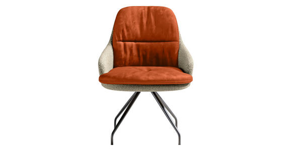 ARMLEHNSTUHL  Beinauswahl, Sitzfläche 360° drehbar, Stoff-/Lederauswahl Velours  Naturfarben, Kupferfarben  - Schwarz/Naturfarben, Design, Textil/Metall (60/86/66cm) - Dieter Knoll