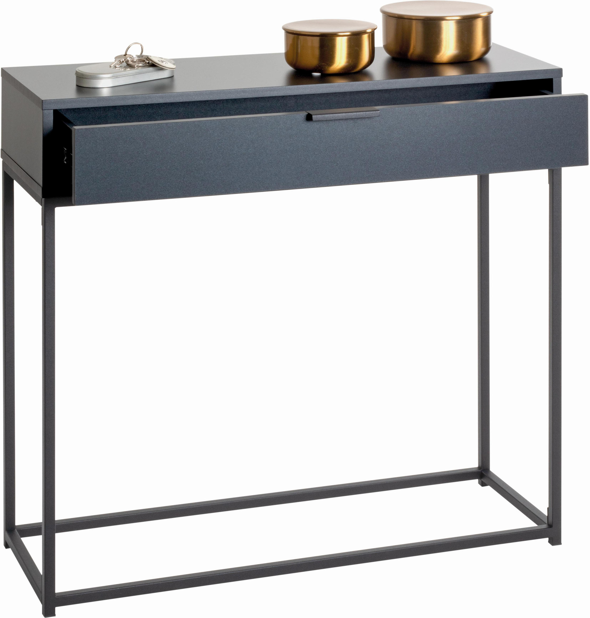 KONSOLENTISCH Anthrazit, Schwarz - Anthrazit/Schwarz, MODERN, Holzwerkstoff/Metall (80/28/77cm)