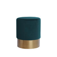 HOCKER in Holz, Textil, Holzwerkstoff Grün, Petrol  - Goldfarben/Petrol, Basics, Holz/Holzwerkstoff (35/42cm) - Kayoom