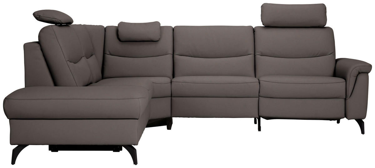 ECKSOFA in Echtleder Dunkelbraun  249/280 cm  - Anthrazit/Dunkelbraun, Design, Leder/Metall (249/280cm) - Himolla Komfortklass