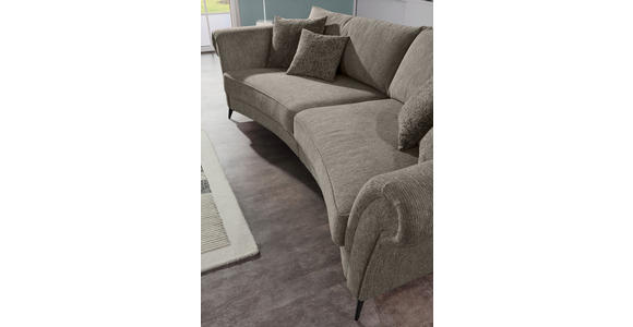 MEGASOFA in Chenille Graubraun - Graubraun/Schwarz, ROMANTIK / LANDHAUS, Textil/Metall (273/50/79/125cm) - Landscape
