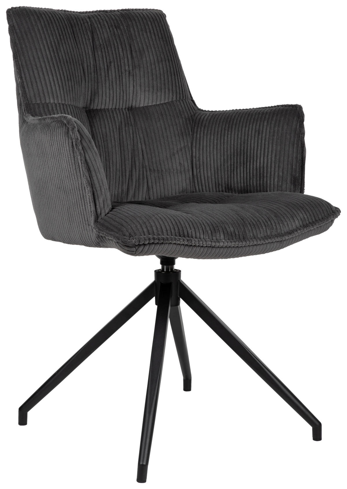 ARMLEHNSTUHL  in Eisen Cord  - Anthrazit/Schwarz, Design, Textil/Metall (59/89,5/63cm) - Novel