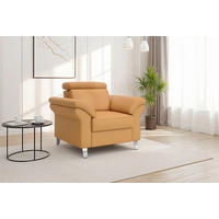 SESSEL in Echtleder Currygelb  - Chromfarben/Currygelb, Basics, Leder/Metall (101/84/93cm) - Sit & More