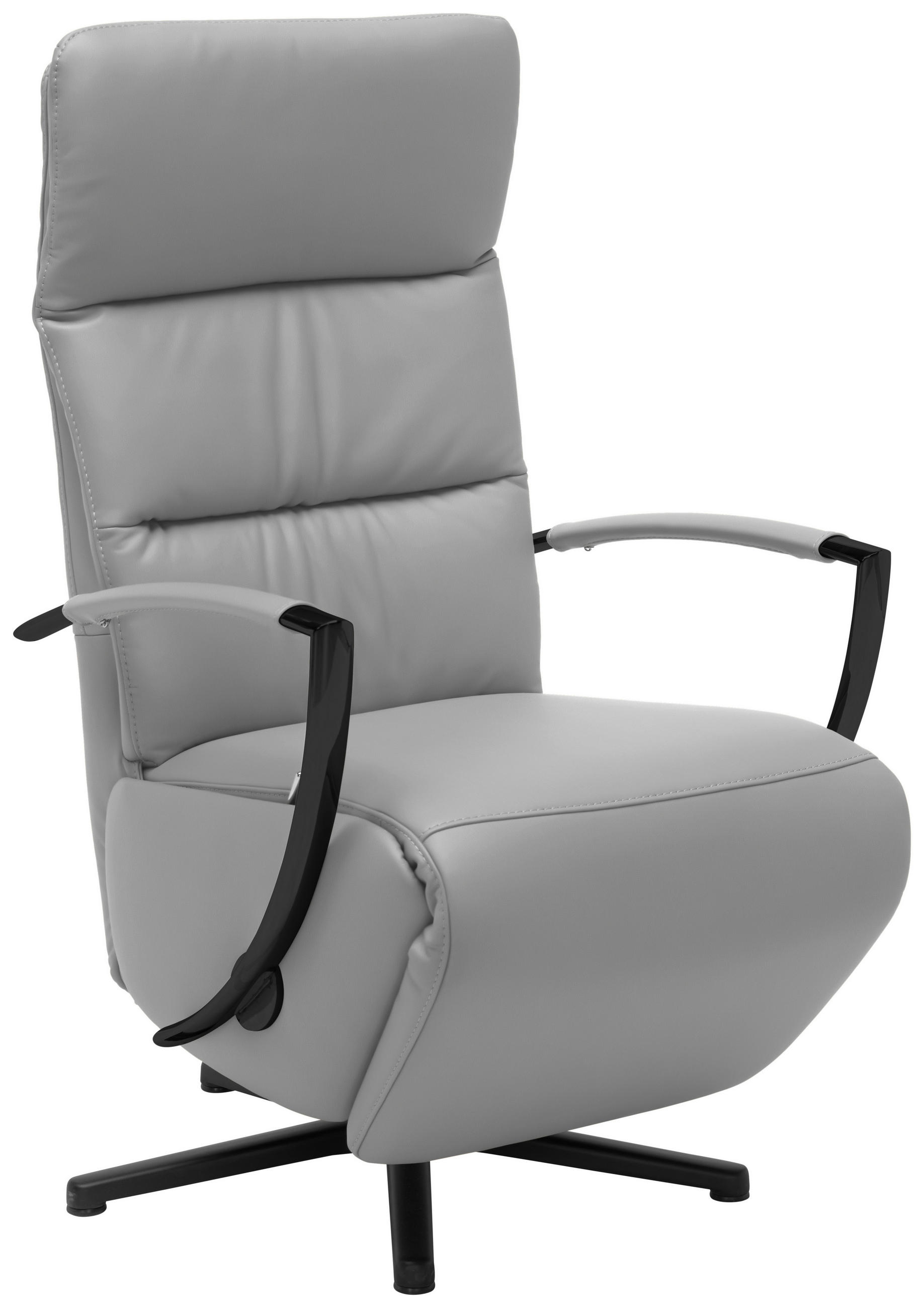 RELAXSESSEL in Leder Hellgrau  - Hellgrau/Schwarz, Design, Leder/Metall (64/112/80cm) - Cantus