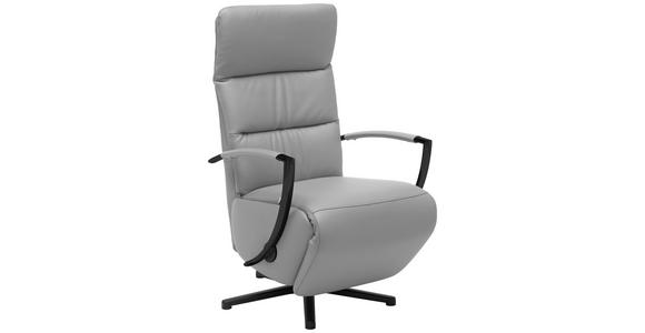 RELAXSESSEL in Leder Hellgrau - Hellgrau/Schwarz, Design, Leder/Metall (64/112/80cm) - Cantus