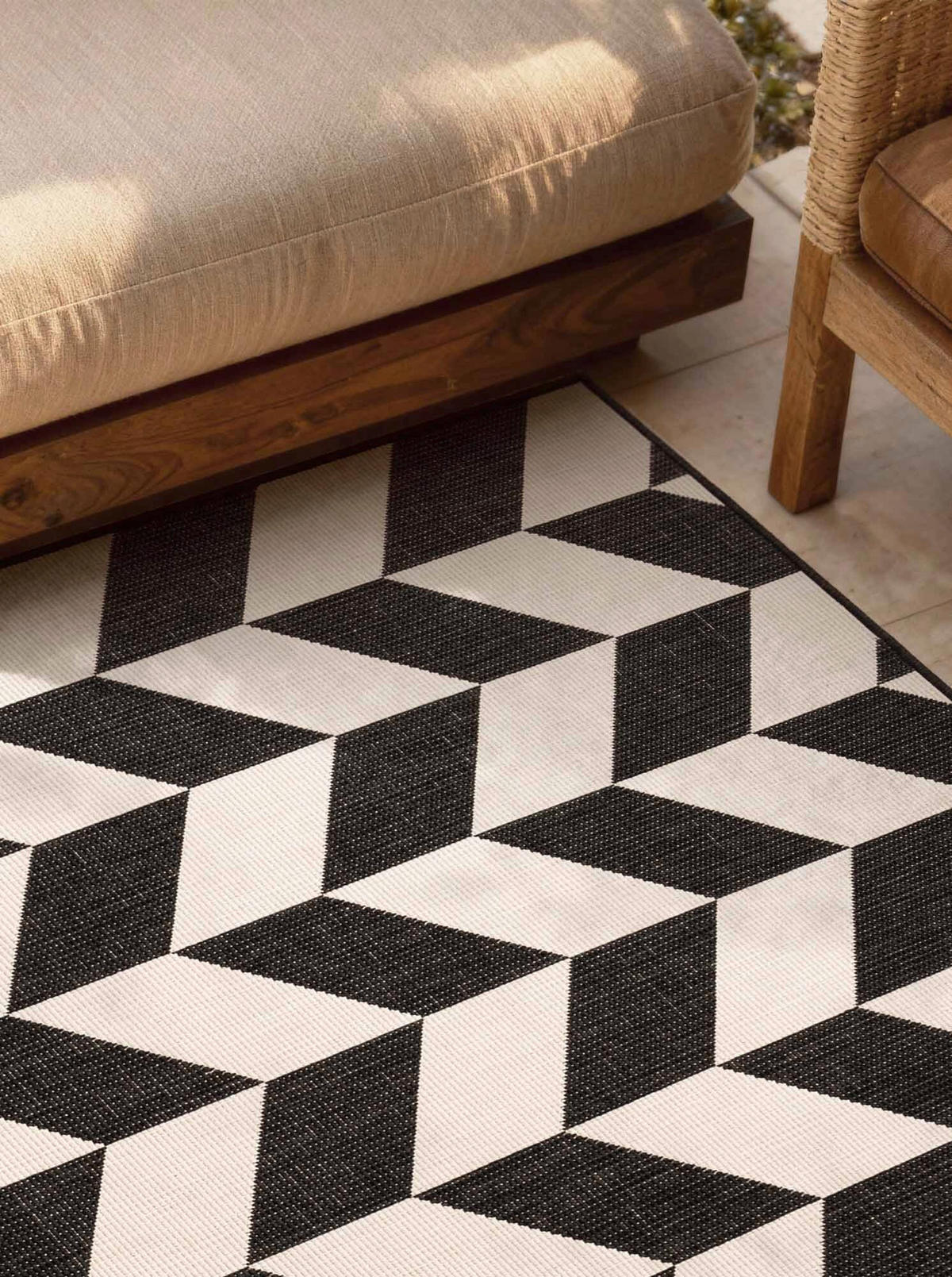 FLACHWEBETEPPICH 120/170 cm Haringey Schwarz, Weiß  - Schwarz/Weiß, Basics, Kunststoff (120/170cm)