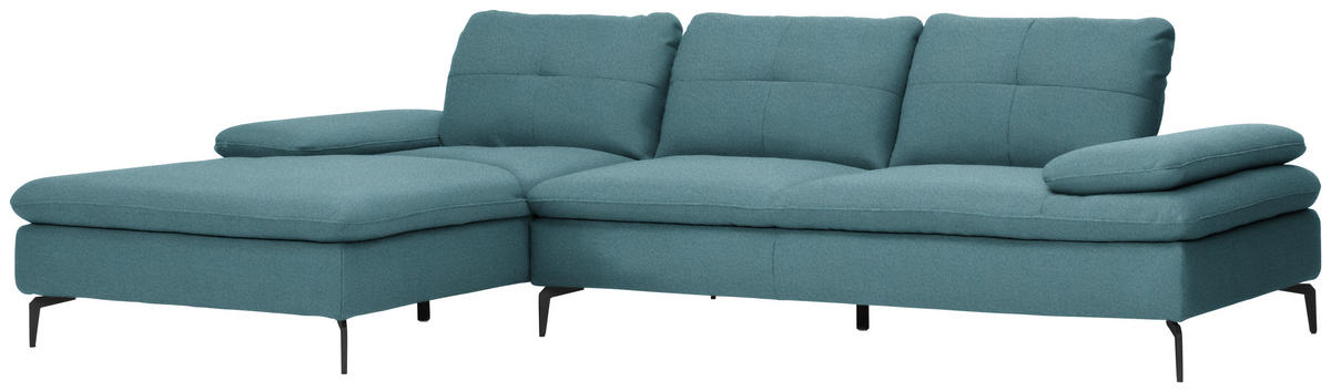 ECKSOFA in Webstoff Hellblau  - Schwarz/Hellblau, Design, Textil/Metall (179/301cm) - Chilliano