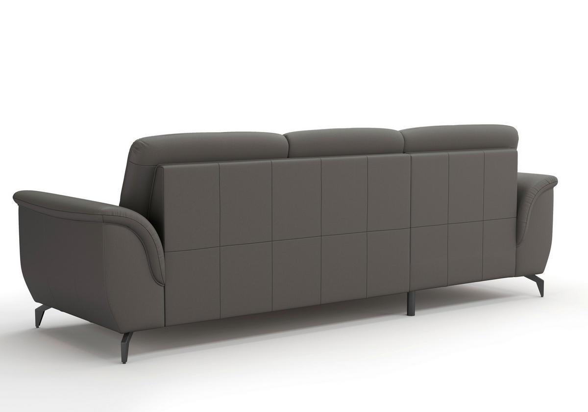 ECKSOFA in Echtleder Anthrazit  - Anthrazit/Schwarz, Modern, Leder/Metall (164/262cm) - Sit & More