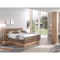 BOXSPRINGBETT 160/200 cm,  in Eichefarben, Beige, Matratze, gepolstertes Kopfteil, Bettkasten, Topper, H3 + H3 = fest  - Eichefarben/Beige, MODERN, Holz/Kunststoff (160/200cm) - MID.YOU