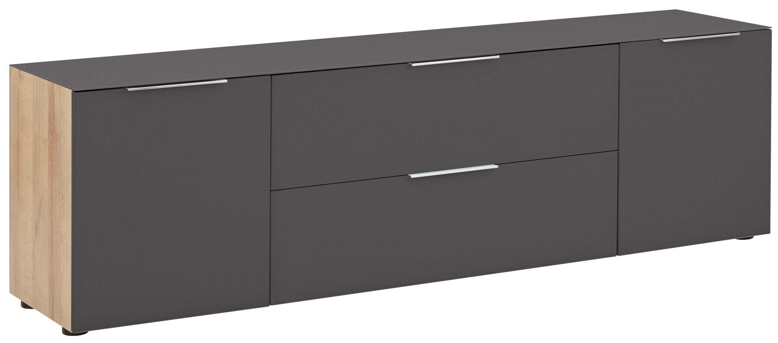 LOWBOARD Anthrazit, Eichefarben - Eichefarben/Anthrazit, Design, Glas/Holzwerkstoff (180,4/53,9/40cm)