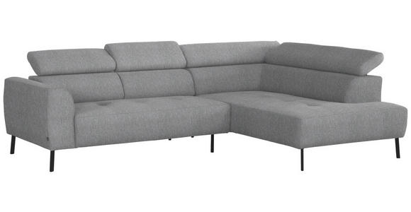 ECKSOFA in Webstoff Silberfarben 280/205 cm - Silberfarben/Schwarz, Design, Textil/Metall (280/205cm) - Xora
