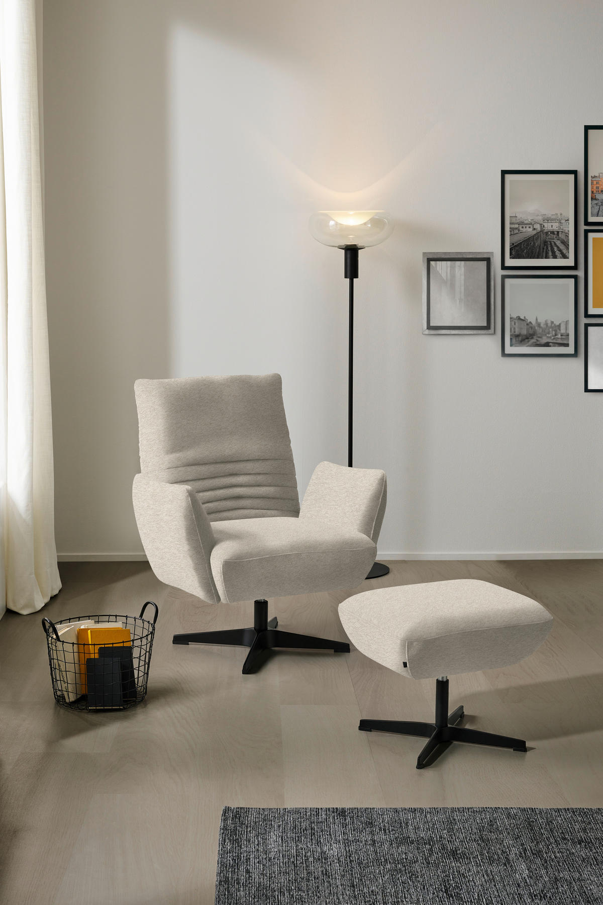 SESSEL in Teddystoff Beige  - Beige/Schwarz, Design, Textil/Metall (60/94/86cm) - Dieter Knoll