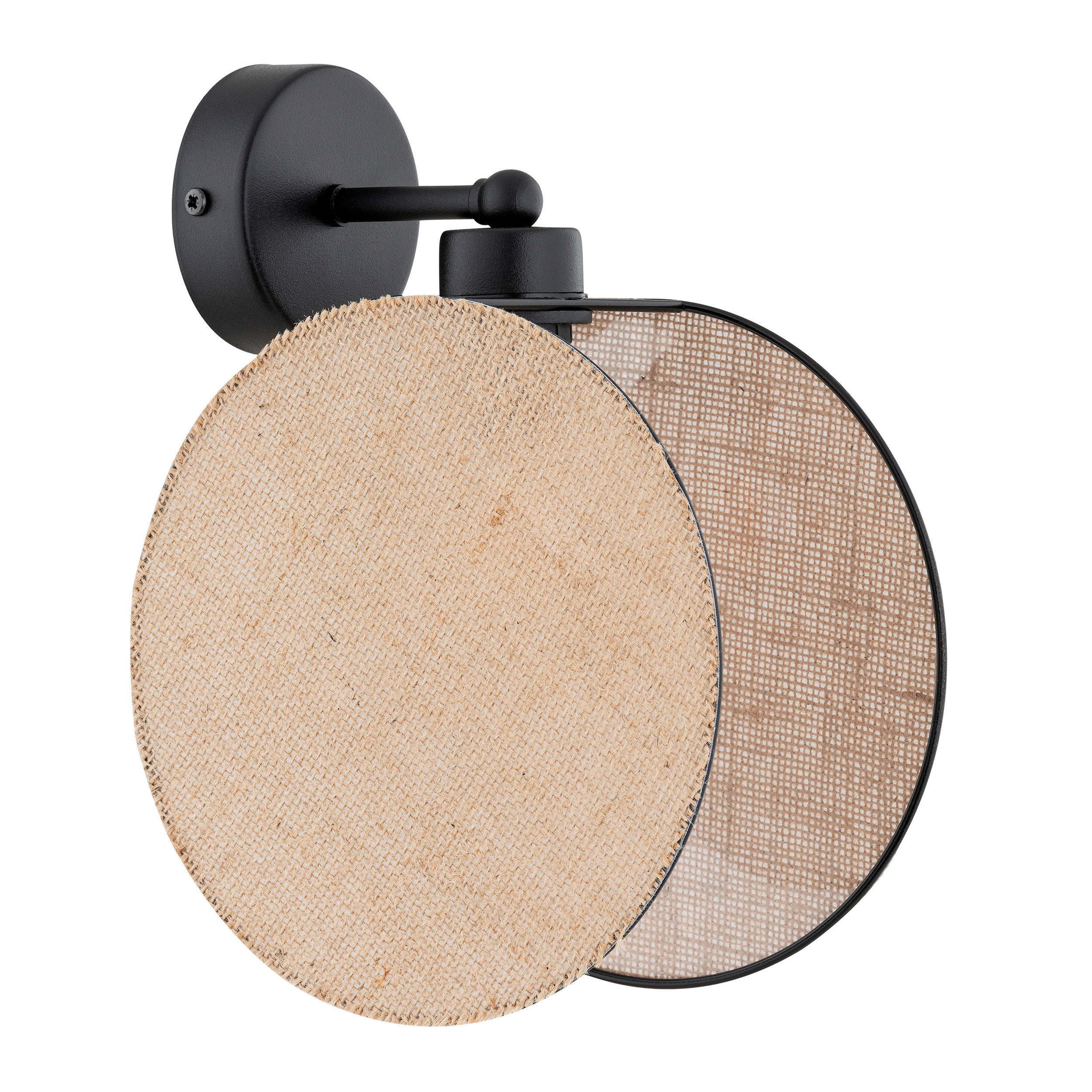 WANDLEUCHTE  20/22/26 cm    - Schwarz, Natur, Textil/Metall (20/22/26cm)