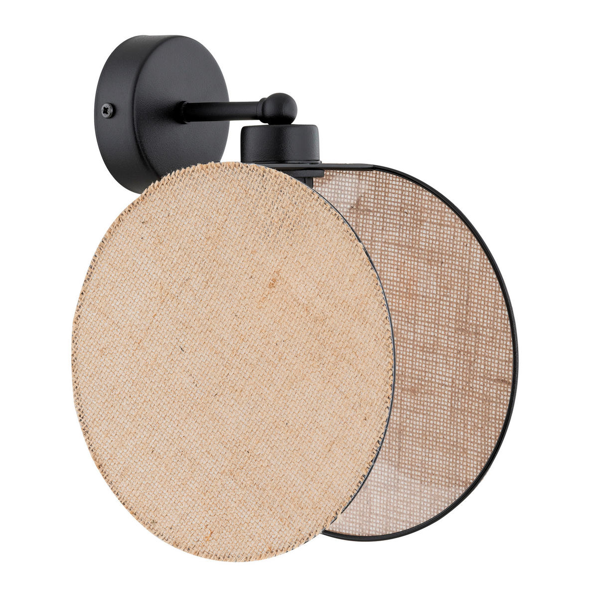 WANDLEUCHTE  20/22/26 cm    - Schwarz, Natur, Textil/Metall (20/22/26cm)