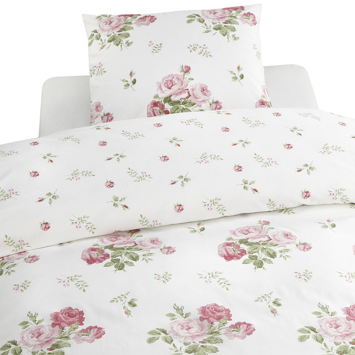 VÄNDBART PÅSLAKANSET flatväv 150/210 cm  - vit/grön, Basics, textil (150/210cm) - Novel