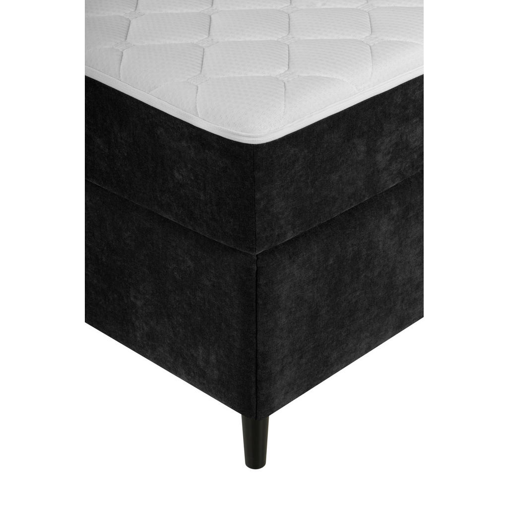 Thumbnail - Welnova Boxbett, Schwarz, Textil, Tanne,Birke, massiv, Struktur, H3, 7-Zonen, Höhe ca. 20 cm, 120x200 cm, gepolstertes K...