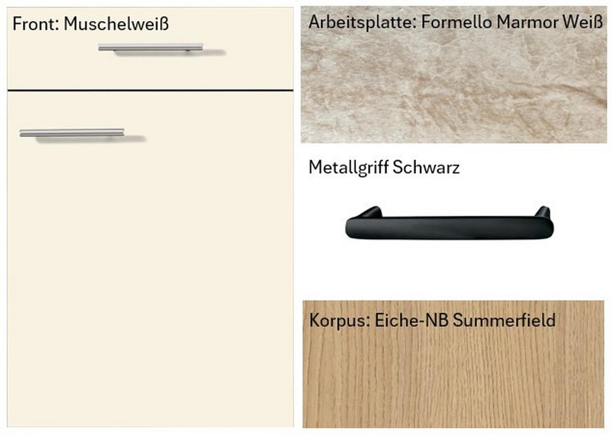 KÜCHENBLOCK VE120 226,4 cm  in Weiß, Eichefarben  - Eichefarben/Beige, Basics, Holzwerkstoff/Metall (226,4cm) - Venda