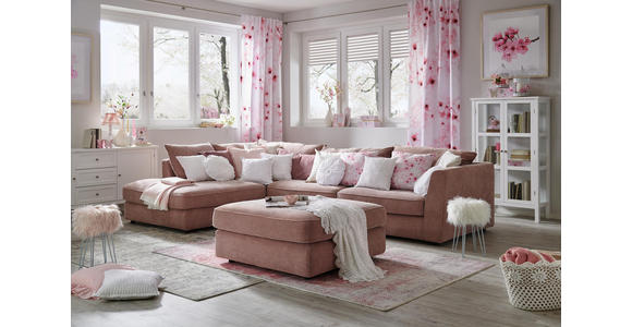 WOHNLANDSCHAFT in Textil Altrosa, Rosa - Schwarz/Altrosa, ROMANTIK / LANDHAUS, Kunststoff/Textil (329/225cm) - Valnatura
